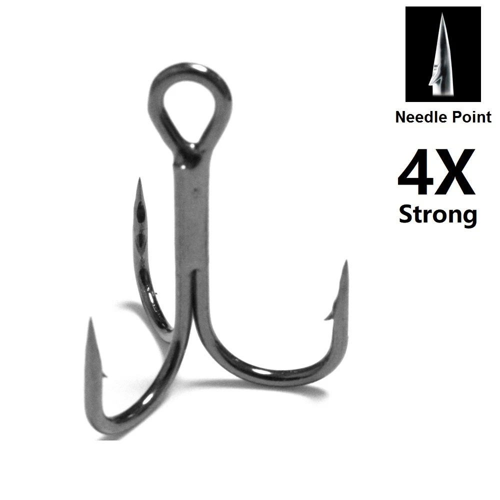 4X Strong Size #6 #4 #2 1/0 Black Nickle Round Bend Needle Point Forged High Quality Treble Fishing Hooks FH87HP30