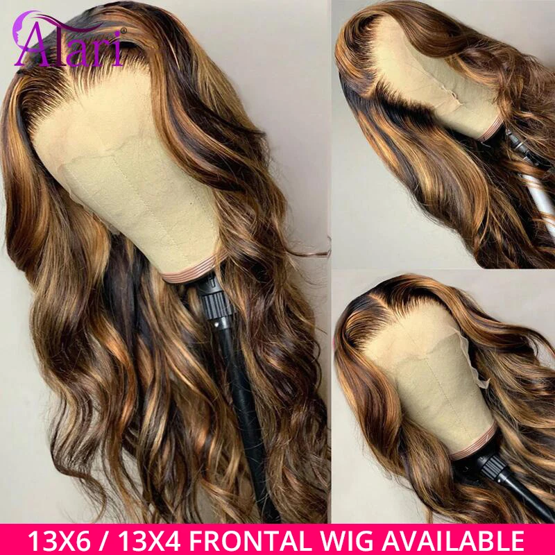 13X6 Transparent Lace Wigs 30 Inch Highlight Malaysian Body Wave Wig Pre-plucked 13x4 Lace Front Wig 180% Virgin Human Hair Wigs