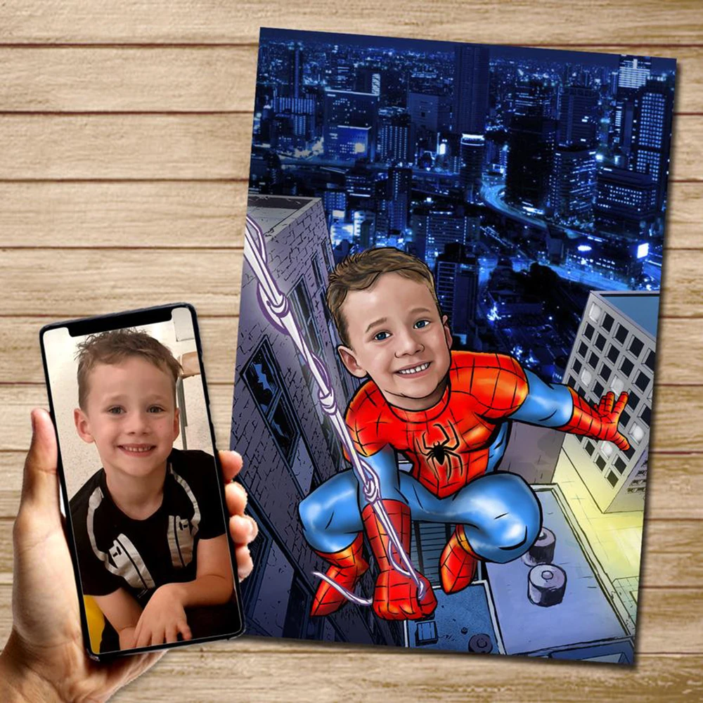 Marvel Spider Man Custom Canvas Poster For Kid Room Decor Custom Personalized Printing Picture Wall Art Children Gifts Frameless