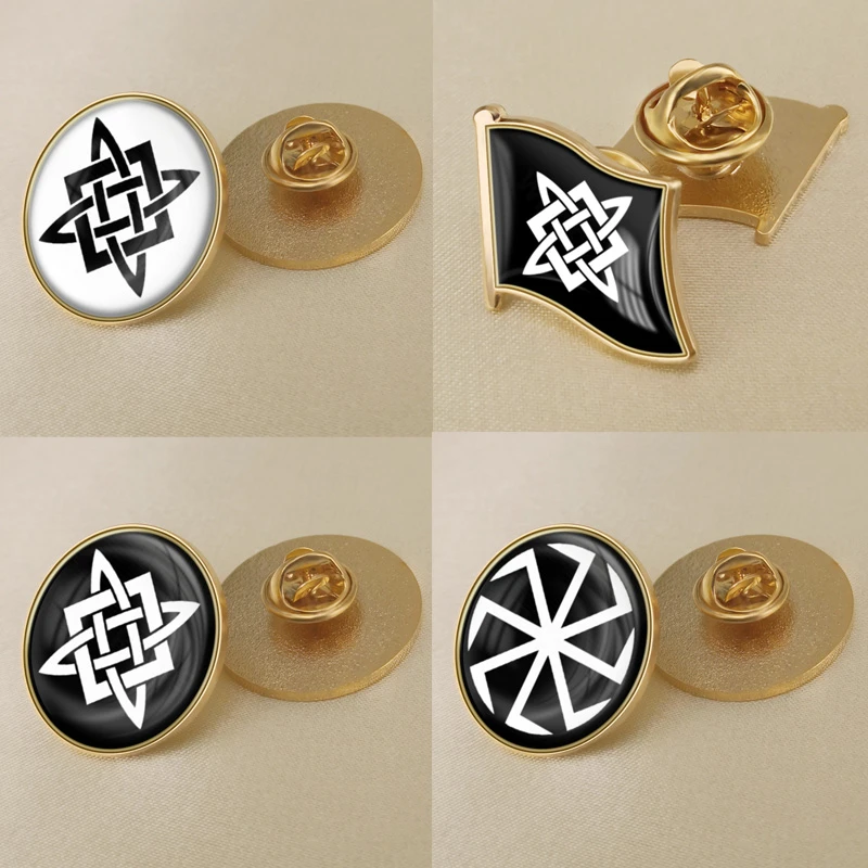 Svarogs Slavic Star Symbol Flag Brooch/Badges/Lapel Pins