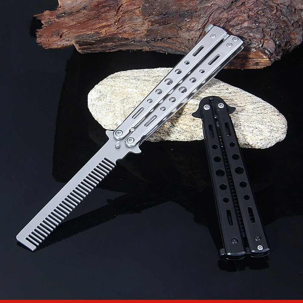 Beginner Butterfly Knife Seven-Hole Butterfly Practice Knife Training Knife All-Steel Butterfly Comb Blade Butterfly Knife