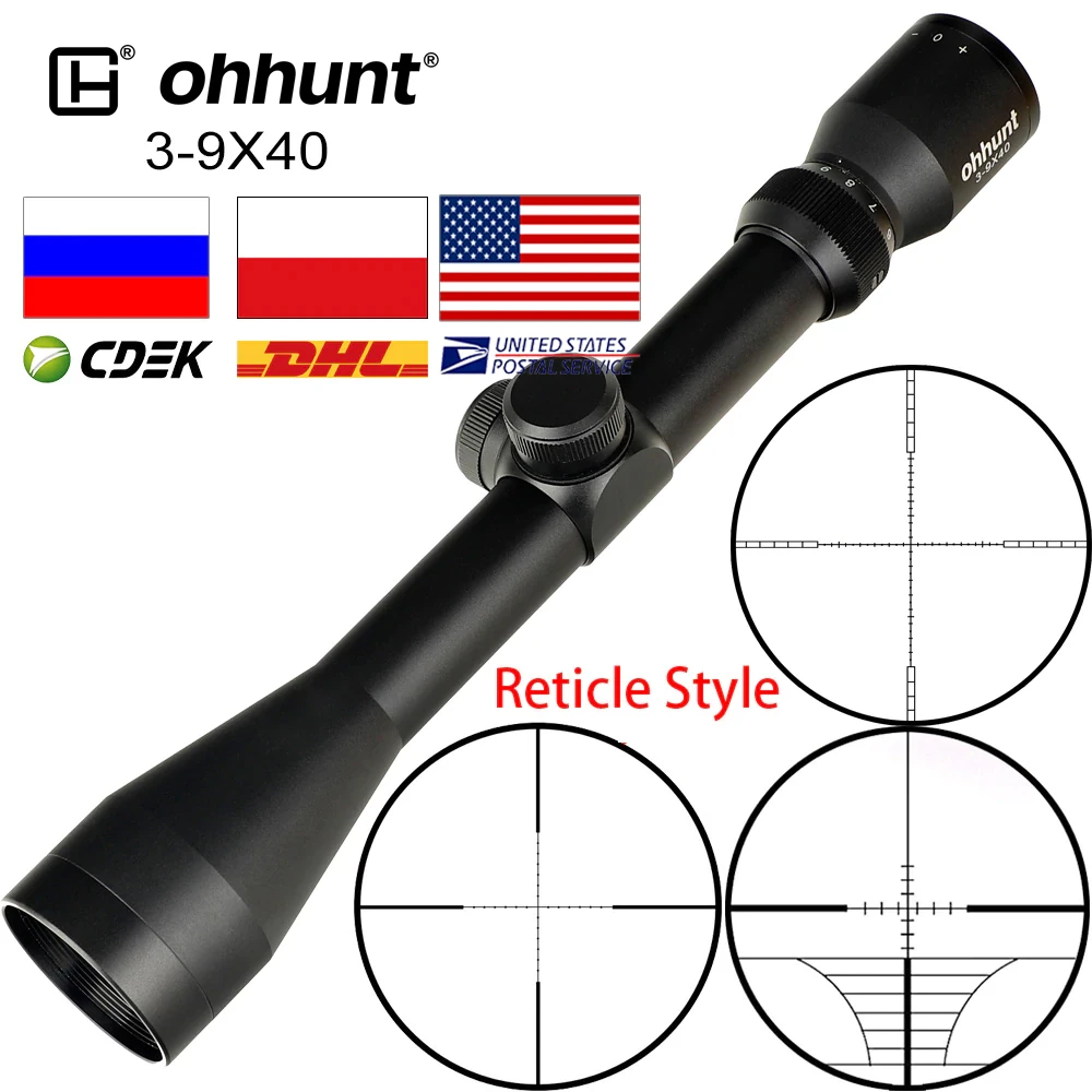 ohhunt 3-9X40 Hunting Rifle Scope Wire Rangefinder Reticle Crossbow or Mil Dot Reticle Riflescope Tactical Optics Sights 3 Style