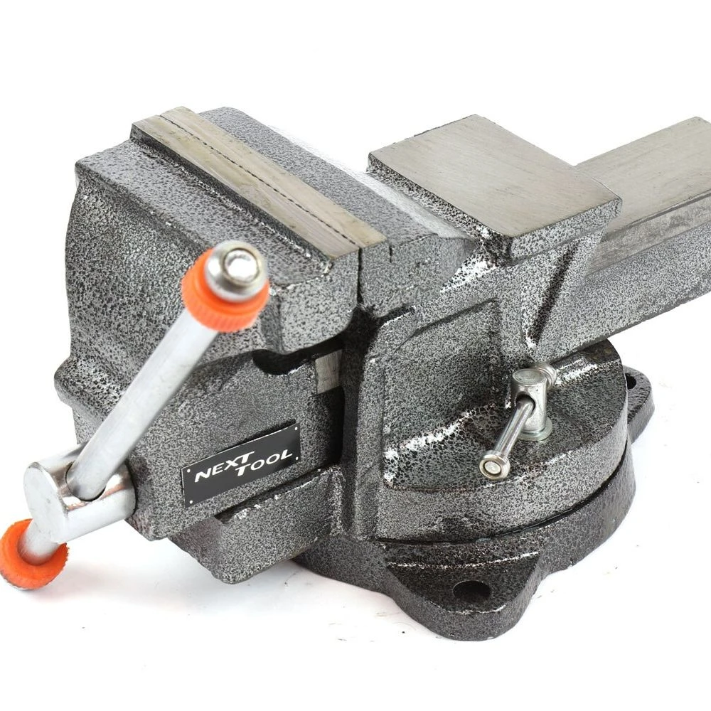 Vise locksmith swivel nexttool tsp-100 (clamping width 100mm, body material-cast iron, swivel-360 °, anoval, 5,2mm)