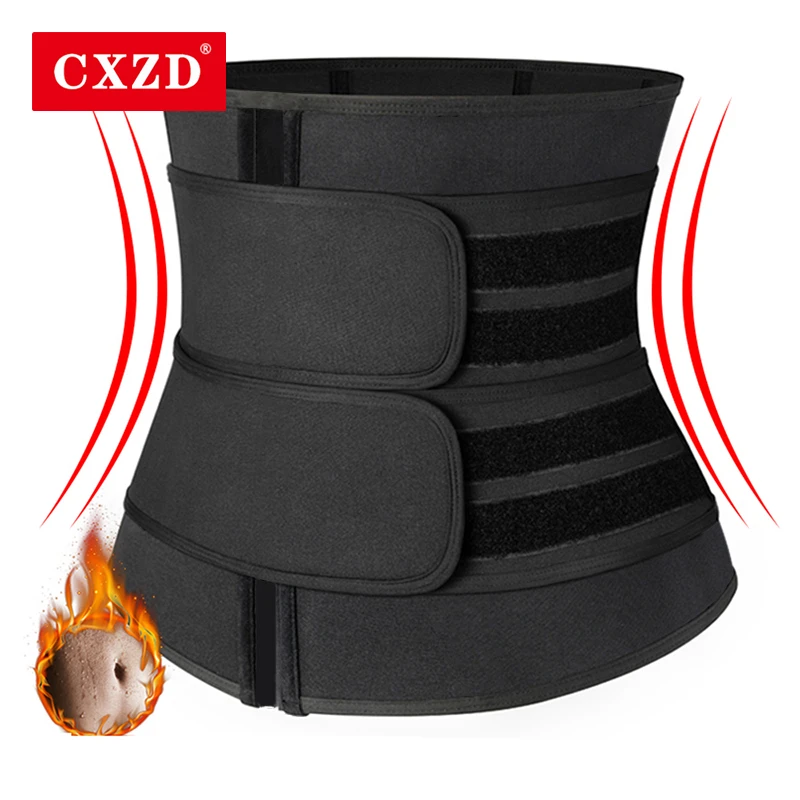 CXZD 2021 New Women Waist Trainer Fitness Sauna Sweat Neoprene Slimming Belt Girdle Shapewear Modeling Strap Zipper Body Shaper