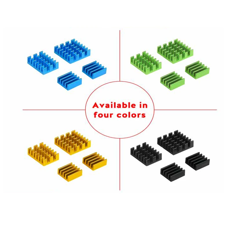 4pcs Raspberry Pi 4 Heat Sink Aluminum Heatsink Cooler Kit Radiator Colden Green Black Blue for Raspberry Pi 4 Model B