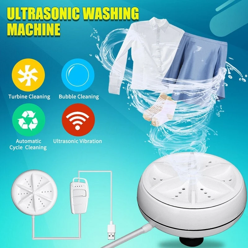 Mini Washing Machine Ultrasonic Washing Machine Portable USB Rotating Removes Dirt Washer For Convenient Travel Home Business