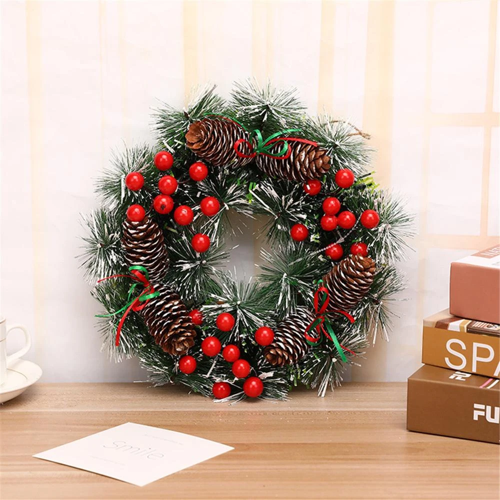 45cm Autumn Wreath Christmas Decoration Thanksgiving Garland Window Restaurant Home Maple Leaf Decoration Wreath Door