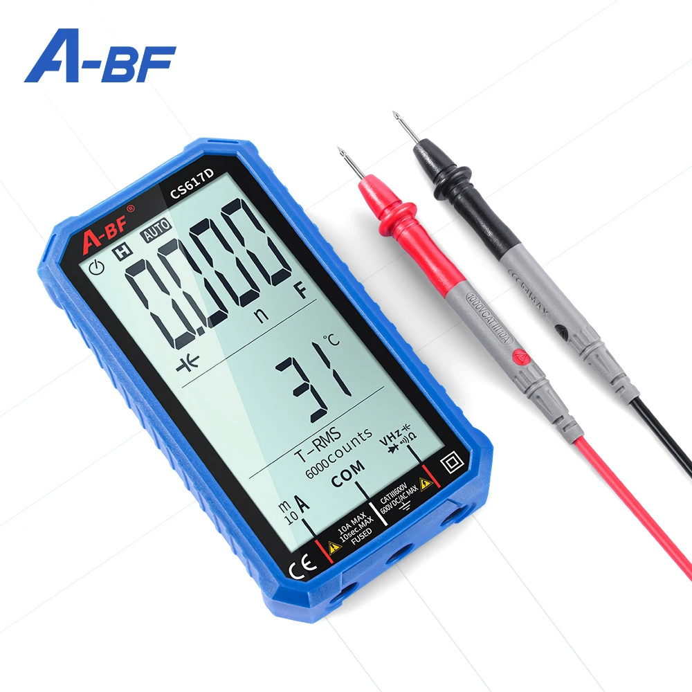 A-BF Professional Digital Smart Multimeter CS617D 4.7In LCD DC/AC Voltage Current Resistance Capacitance Tester True-RMS